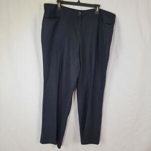 Lane Bryant Linen Blend Wide Leg Black‎ Dress Pants Size 18